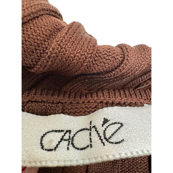 Caché Brown Cowl Neck Sweater Womens M Nylon/Rayon Ribbed Studded Detail Long Sl - Picture 4 of 7